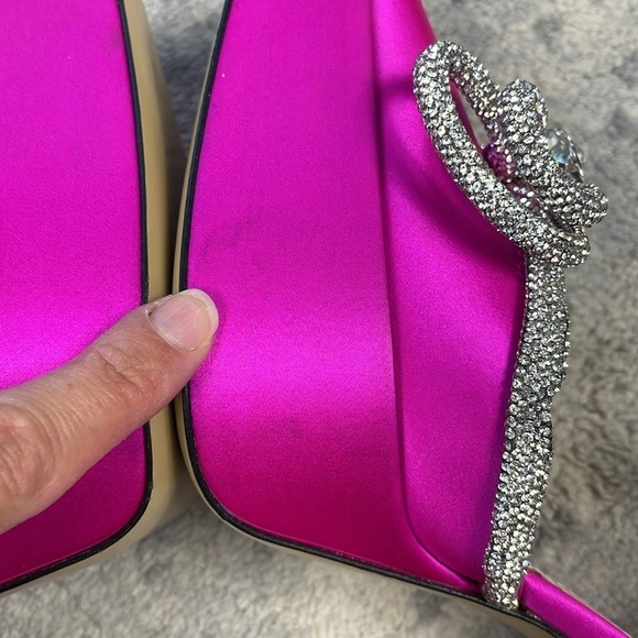 New Mach & Mach Double Bow Platform Crystal Sparkle Pointed Toe Heels Sz 37 - Picture 11 of 17